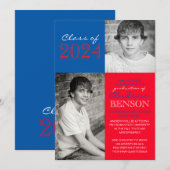 Rood en Blauw 2 Foto Afstuderen Aankondiging (Voorkant / Achterkant)