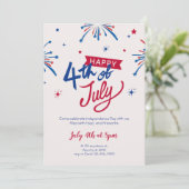 Rood en Blauw 4 juli Uitnodiging (Staand voorkant)