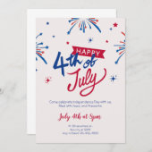 Rood en Blauw 4 juli Uitnodiging (Voorkant / Achterkant)