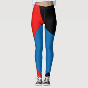 rood en blauw Abstract kleurenblok zwart Leggings
