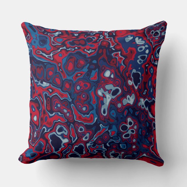 Rood en Blauw abstract Kussen (Voorkant)