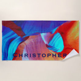 Rood en blauw Abstract met blauwe naam Strandlaken