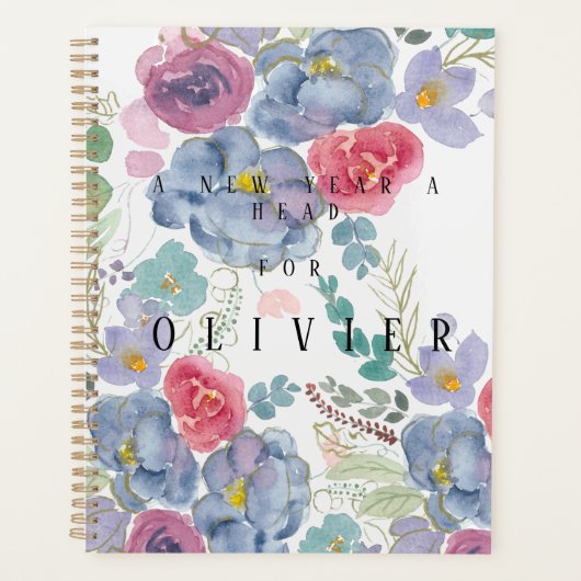 Rood en blauw abstract roos aquarel planner (Voorkant)