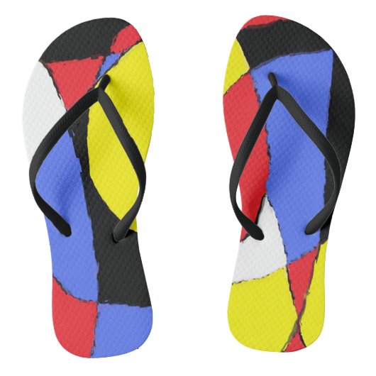Rood en Blauw Abstract Teenslippers (Voetbed)