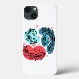 Rood en blauw Abstracte Planten Case-Mate iPhone Case