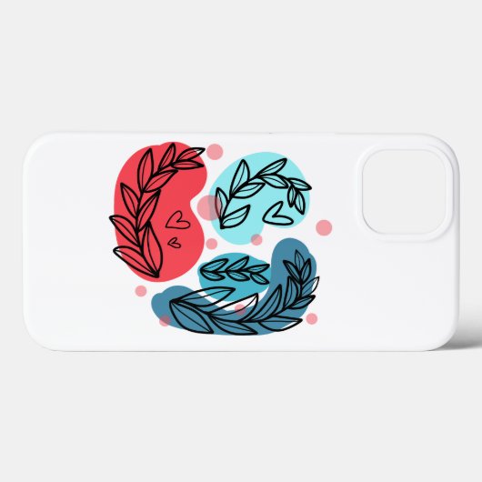 Rood en blauw Abstracte Planten Case-Mate iPhone Case (Achterkant (horizontaal))