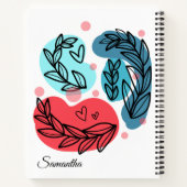 Rood en blauw Abstracte Planten Notitieboek (Achterkant)