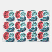 Rood en blauw Abstracte Planten Theedoek (Horizontaal)