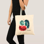 Rood en blauw Abstracte Planten Tote Bag (Voorkant (product))