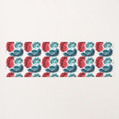 Rood en blauw Abstracte Planten Yogamat (Achterkant (horizontaal))