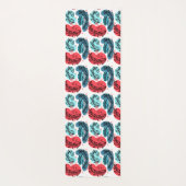 Rood en blauw Abstracte Planten Yogamat (Achterkant)