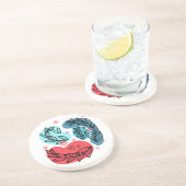 Rood en blauw Abstracte Planten Zandsteen Onderzetter (Zijkant)