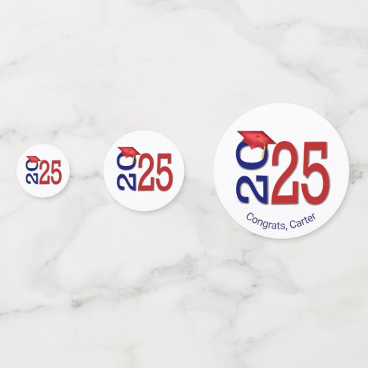 Rood en blauw Afstuderen 2025 Confetti (Voorkanten)