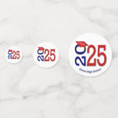 Rood en blauw Afstuderen 2025 Confetti (Achterkanten)