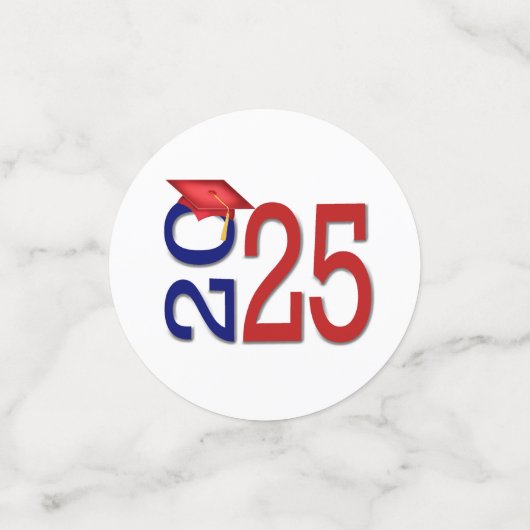 Rood en blauw Afstuderen 2025 Confetti (Kleine voorkant)