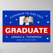 Rood en blauw Afstuderen - Aangepast Poster (Voorkant)