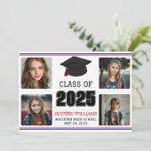 Rood en blauw Afstuderen Aankondiging (Staand voorkant)