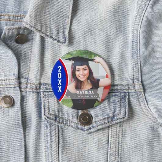 Rood en blauw Afstuderen Foto - Aangepaste Button (In situ)