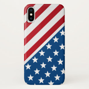 Rood en blauw-Amerikaans vlaggenpatroon iPhone X Hoesje