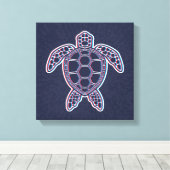 Rood en blauw Anaglyph 3D Glitch Effect Zee Schild Canvas Afdruk (Insitu (Houten vloer))