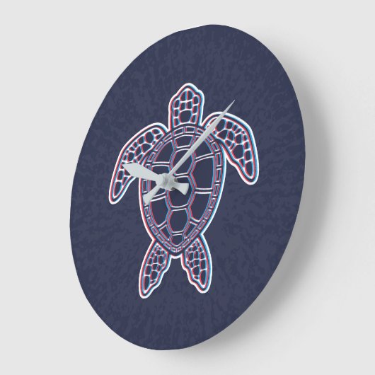 Rood en blauw Anaglyph 3D Glitch Effect Zee Schild Grote Klok (Hoek)