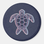 Rood en blauw Anaglyph 3D Glitch Effect Zee Schild Magneet (Voorkant)