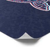 Rood en blauw Anaglyph 3D Glitch Effect Zee Schild Poster (Hoek)