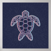 Rood en blauw Anaglyph 3D Glitch Effect Zee Schild Poster (Voorkant)