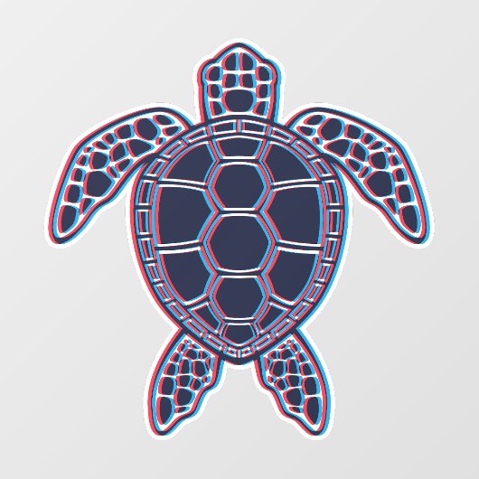 Rood en blauw Anaglyph 3D Glitch Effect Zee Schild Raamsticker (Vel)