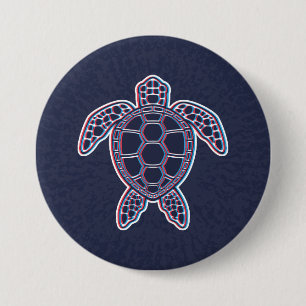 Rood en blauw Anaglyph 3D Glitch Effect Zee Schild Ronde Button 7,6 Cm