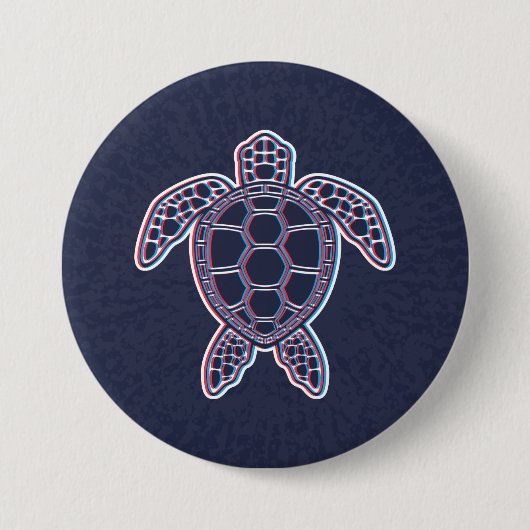 Rood en blauw Anaglyph 3D Glitch Effect Zee Schild Ronde Button 7,6 Cm (Voorkant)