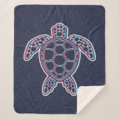 Rood en blauw Anaglyph 3D Glitch Effect Zee Schild Sherpa Deken (Voorkant)