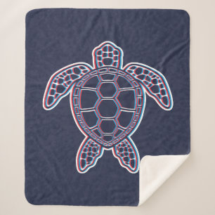 Rood en blauw Anaglyph 3D Glitch Effect Zee Schild Sherpa Deken