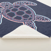 Rood en blauw Anaglyph 3D Glitch Effect Zee Schild Sherpa Deken (3/4)