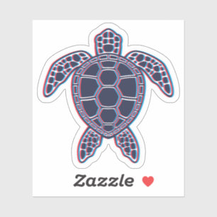 Rood en blauw Anaglyph 3D Glitch Effect Zee Schild Sticker