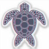 Rood en blauw Anaglyph 3D Glitch Effect Zee Schild Sticker (Voorkant)