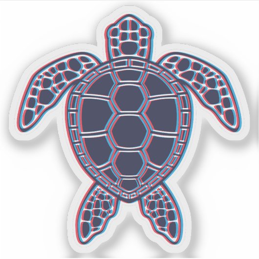 Rood en blauw Anaglyph 3D Glitch Effect Zee Schild Sticker (Voorkant)