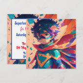Rood en Blauw Anime Superheld Jongen Verjaardag Kaart (Voorkant / Achterkant)
