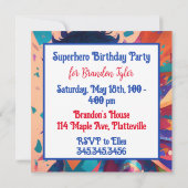 Rood en Blauw Anime Superheld Jongen Verjaardag Kaart (Achterkant)