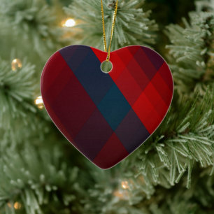 Rood en blauw Art Cross Pattern Ornament