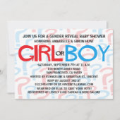 Rood en blauw Baby shower onthullen Uitnodigingen (Voorkant)