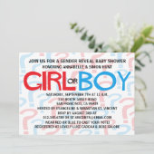 Rood en blauw Baby shower onthullen Uitnodigingen (Staand voorkant)