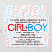 Rood en blauw Baby shower onthullen Uitnodigingen (Voorkant / Achterkant)