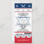 Rood en blauw Bar Mitswa Baseball Ticket Kaart (Voorkant)