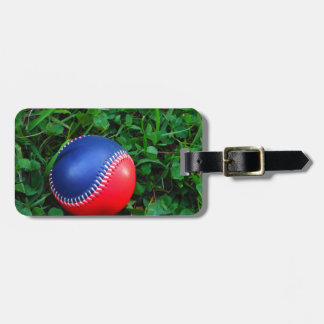 Rood- en blauw Baseball met witte onderdruk Bagagelabel
