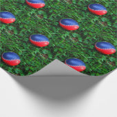 Rood- en blauw Baseball met witte onderdruk Cadeaupapier (Hoek)