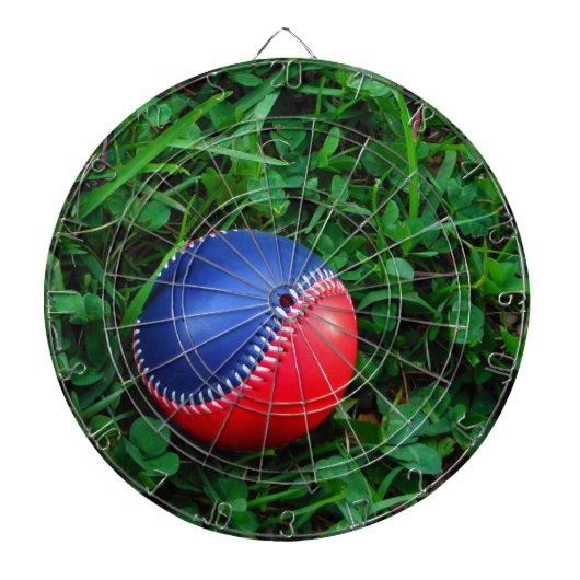 Rood- en blauw Baseball met witte onderdruk Dartbord (Voorkant)