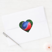 Rood- en blauw Baseball met witte onderdruk Hart Sticker (Envelop)