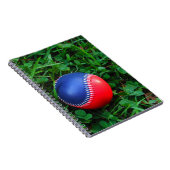 Rood- en blauw Baseball met witte onderdruk Notitieboek (Rechterzijde)