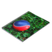 Rood- en blauw Baseball met witte onderdruk Notitieboek (Linkerzijde)